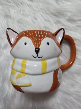 Madison Home Figural Fox with Scarf Mug